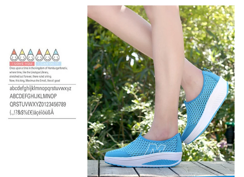 WDZKN Lightweight Breathable Air Mesh Shoes Women Casual Summer Flat Platform Shoes Woman Slip On Swing Shoes Big Size 34-42