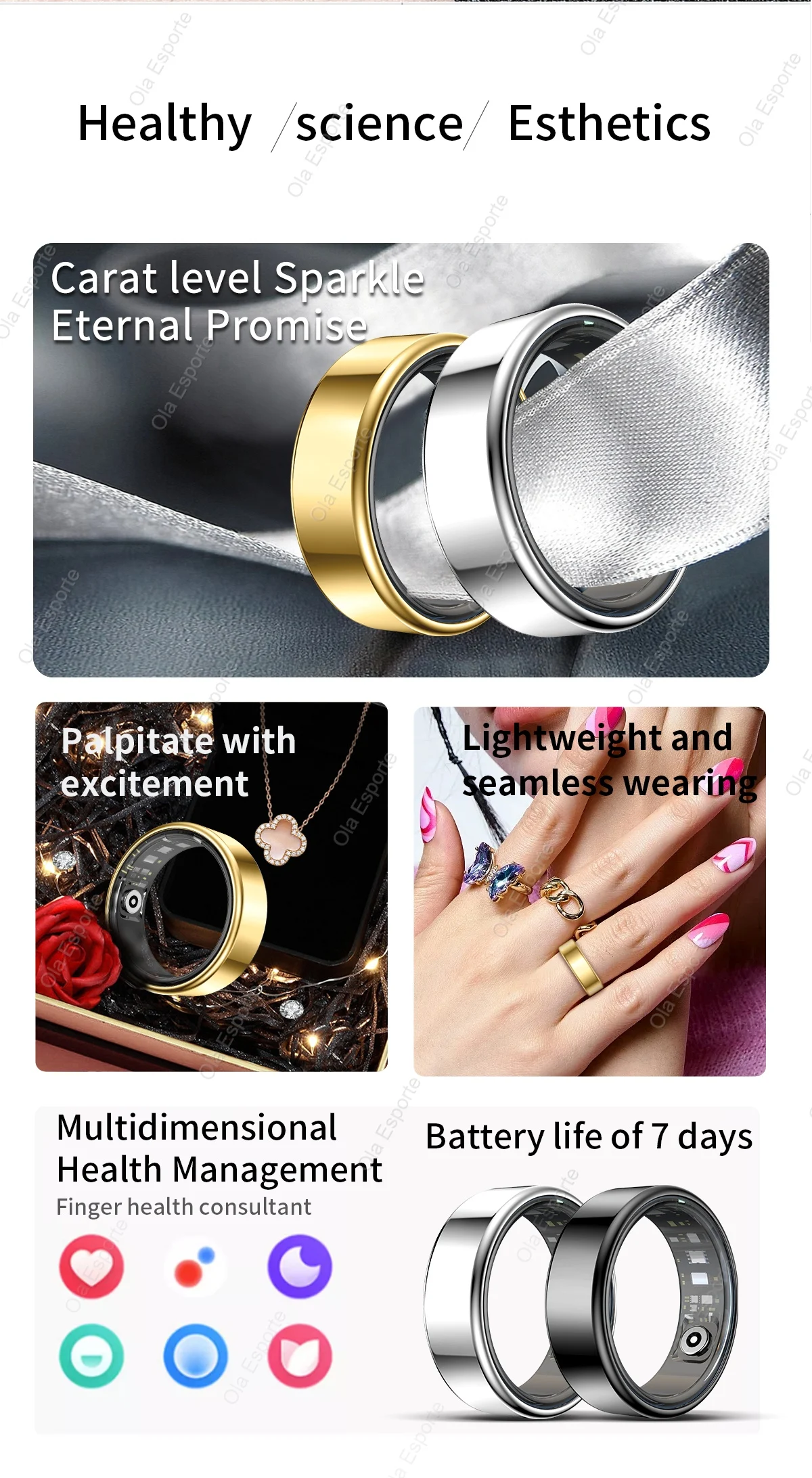 2026 new smart ring blood pressure,oxygen monitor,long battery life,5ATM waterproof,GPS tracking smartring for men and women