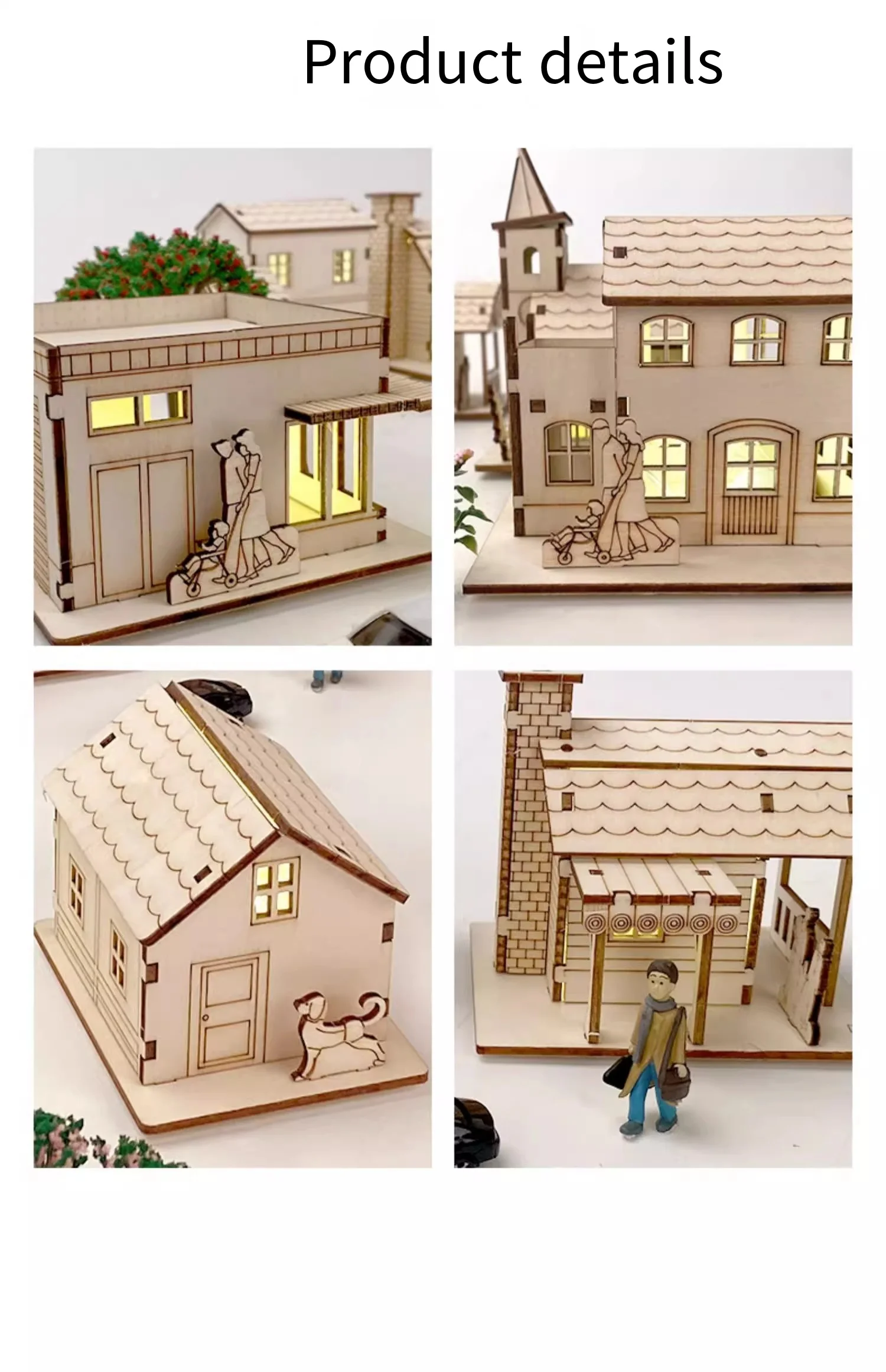 3D Wooden Puzzle Model Christmas LED Light Wood House Luminous Cabin for Home Decor Log House DIY Gift Window Decoration