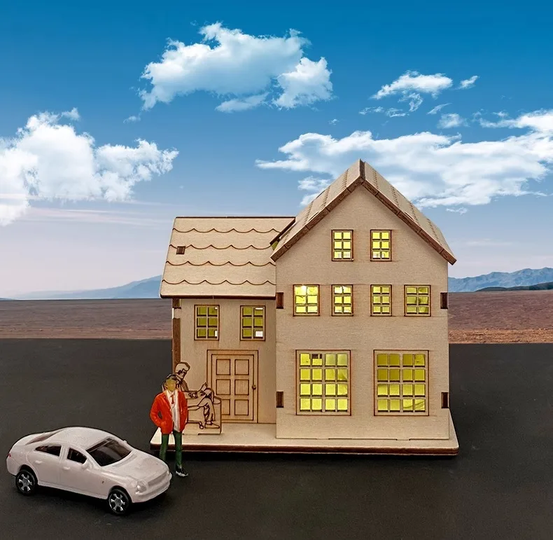 3D Wooden Puzzle Model Christmas LED Light Wood House Luminous Cabin for Home Decor Log House DIY Gift Window Decoration