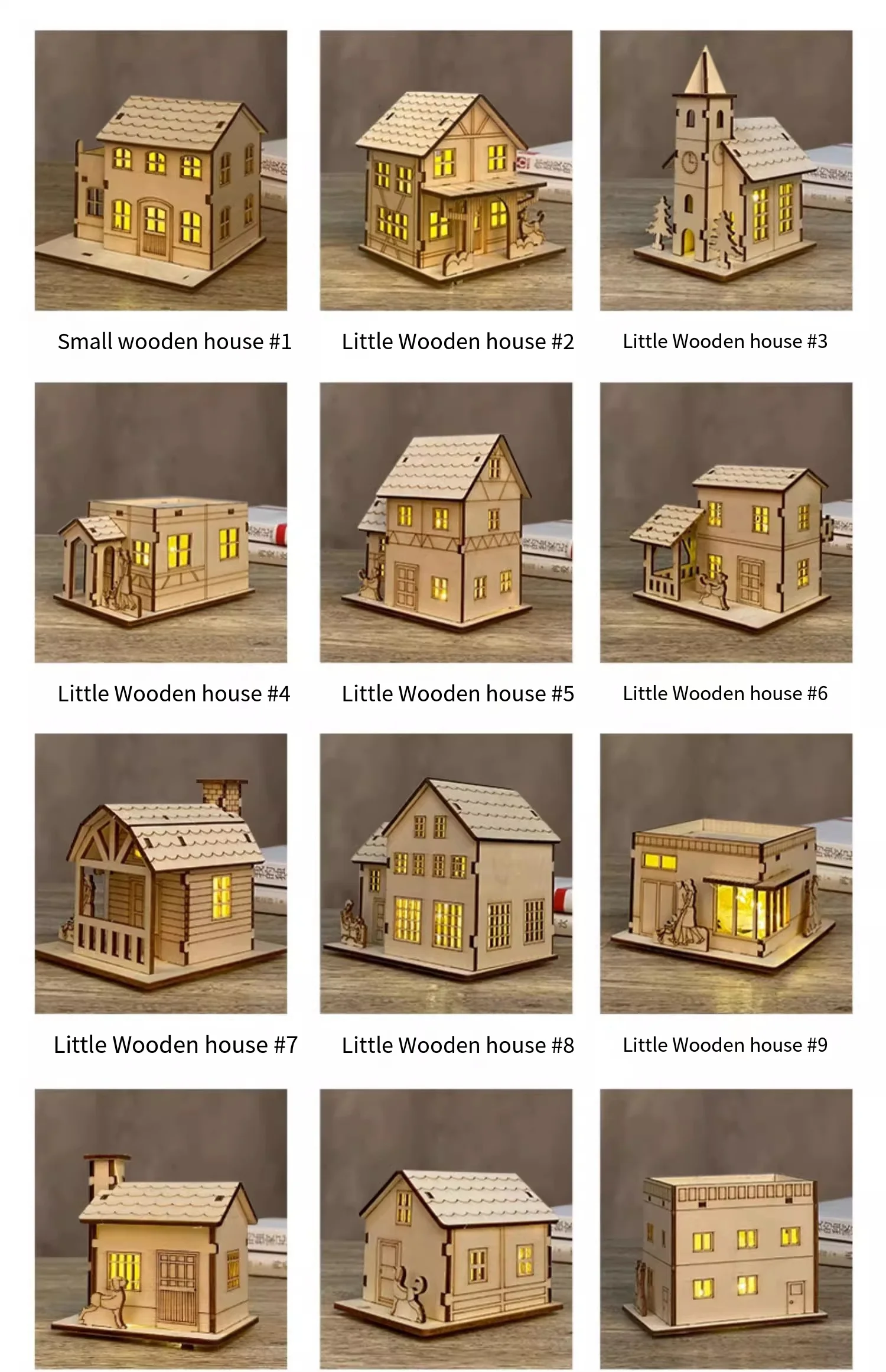 3D Wooden Puzzle Model Christmas LED Light Wood House Luminous Cabin for Home Decor Log House DIY Gift Window Decoration
