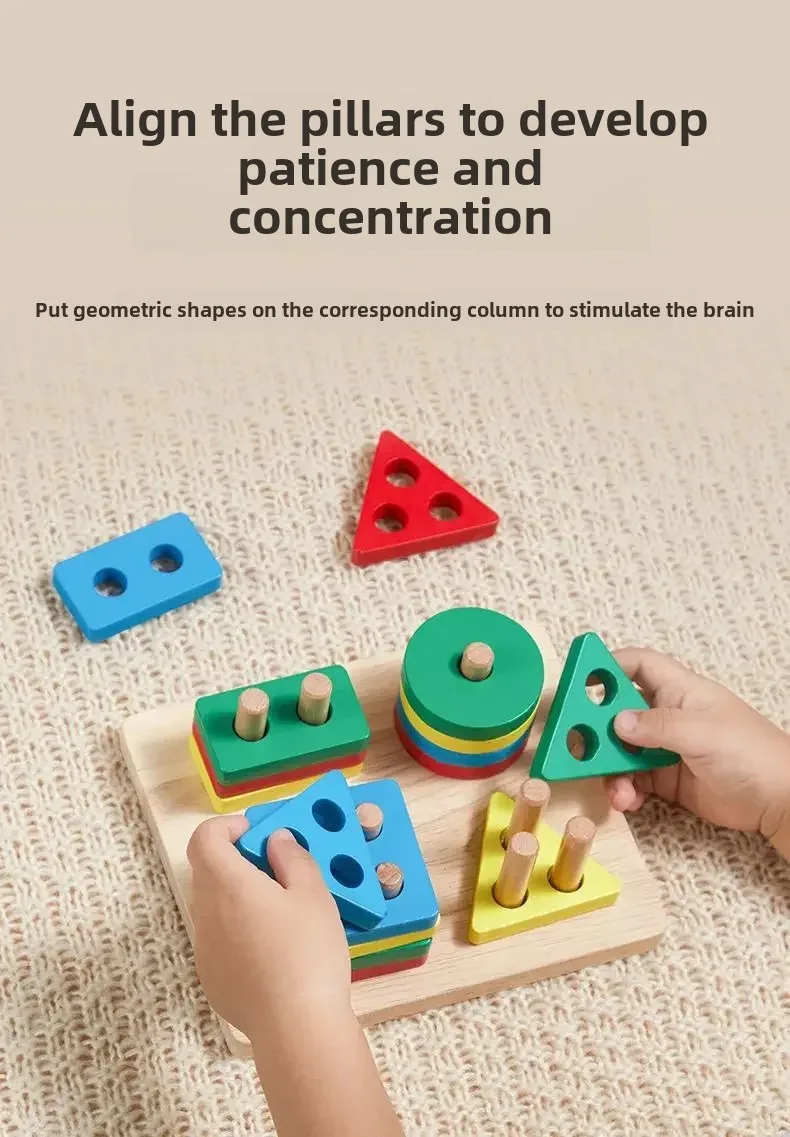 Montessori Wooden Sorting Stacking Toys Puzzle for Toddlers and Kids Preschool Fine Motor Skill Toy for 1 Years
