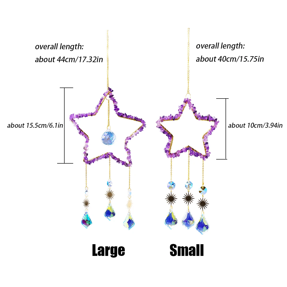 1PC Natural Healing Crystal Pendant Crystal Gravels Five-pointe Star Catcher Reiki Gemstone For Home Garden Wedding Garden