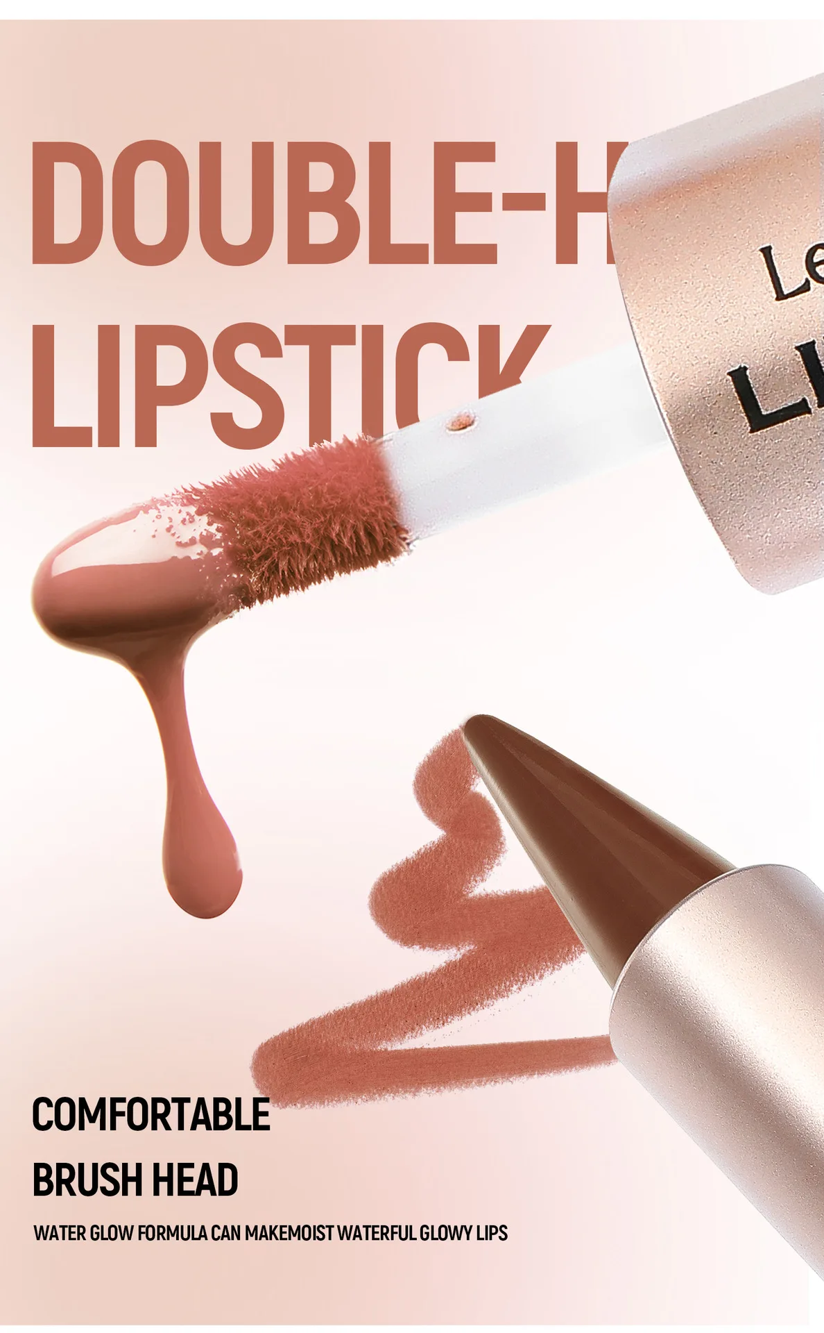 Black Brown Tapered Lip Liner Contour Pencil Double Head Mirror Plumping Lip Glaze Crystal Lip Gloss Sexy Red Lips Tint Makeup