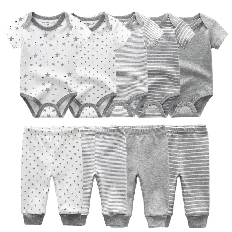 6/9/10PCS Baby Girl Clothes Newborn Solid Bodysuits+Pants Cotton Baby Boy Clothes Short Sleeve Girls Baby Clothing Cartoon