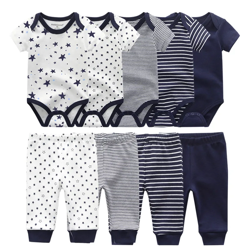 6/9/10PCS Baby Girl Clothes Newborn Solid Bodysuits+Pants Cotton Baby Boy Clothes Short Sleeve Girls Baby Clothing Cartoon