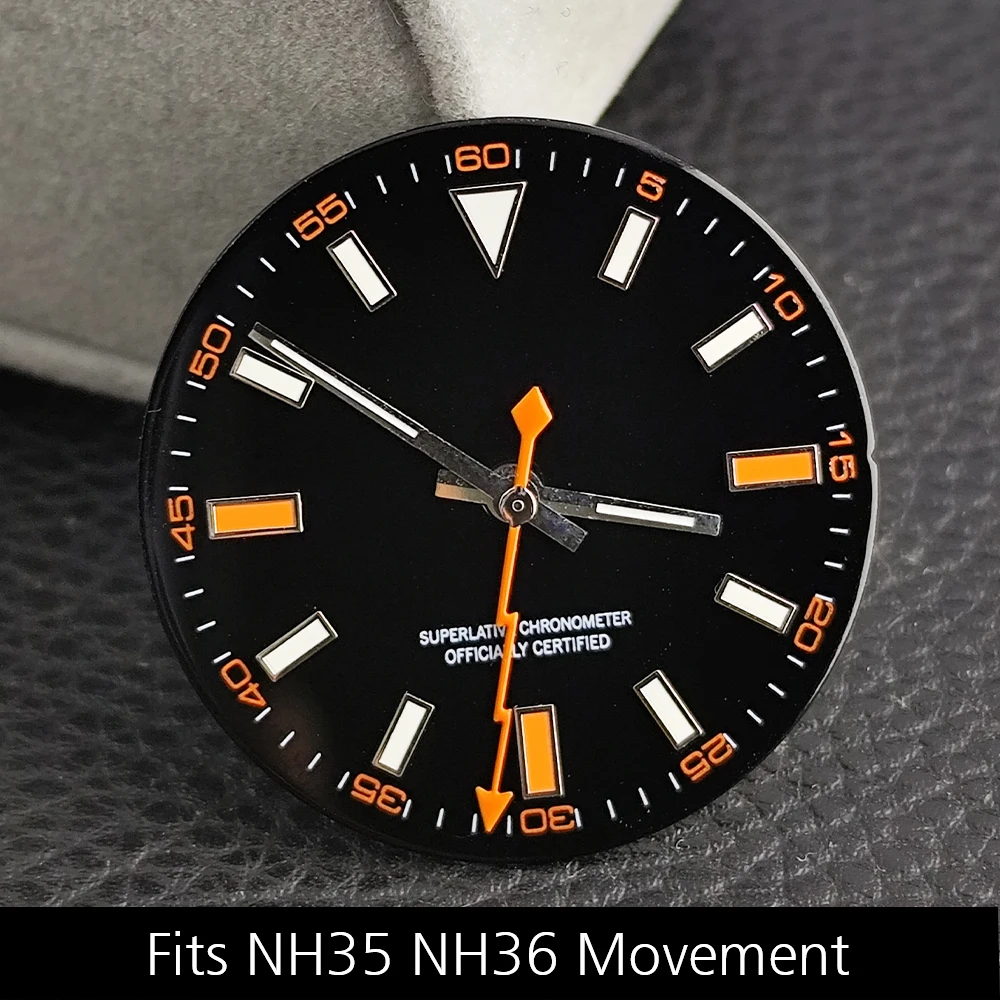 28.5MM Watch Dial Luminous Dial Fit NH35/M8215/E2824 Movement Accessories Watch Parts Watch For Man Sterile Dial NH35 Hands