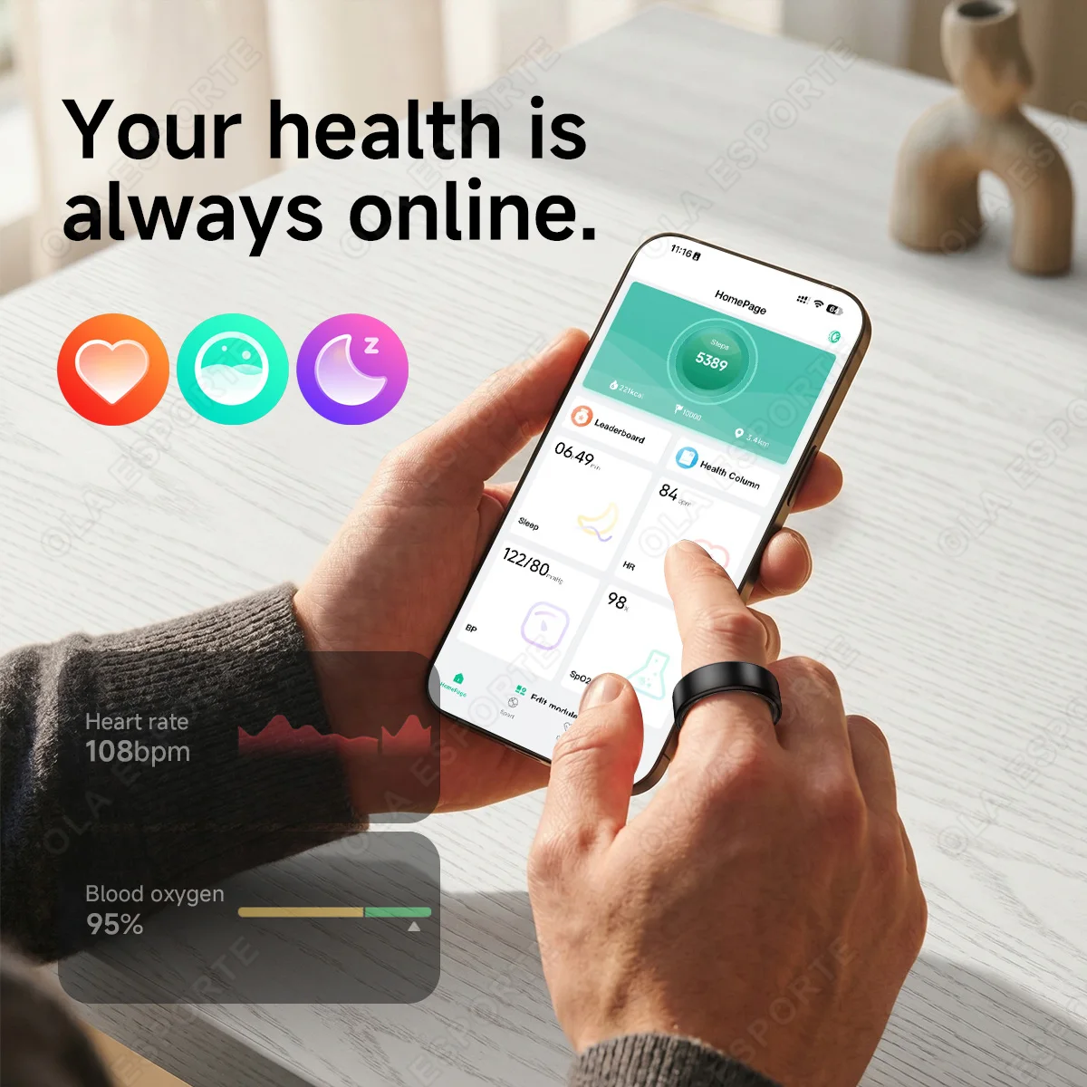 All Size(6-14) Smart Ring for Women Men Healthy Heart Rater Blood pressure Monitor Waterproof Take Photo Control Smartring S R09