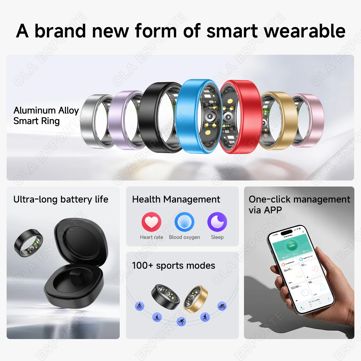All Size(6-14) Smart Ring for Women Men Healthy Heart Rater Blood pressure Monitor Waterproof Take Photo Control Smartring S R09