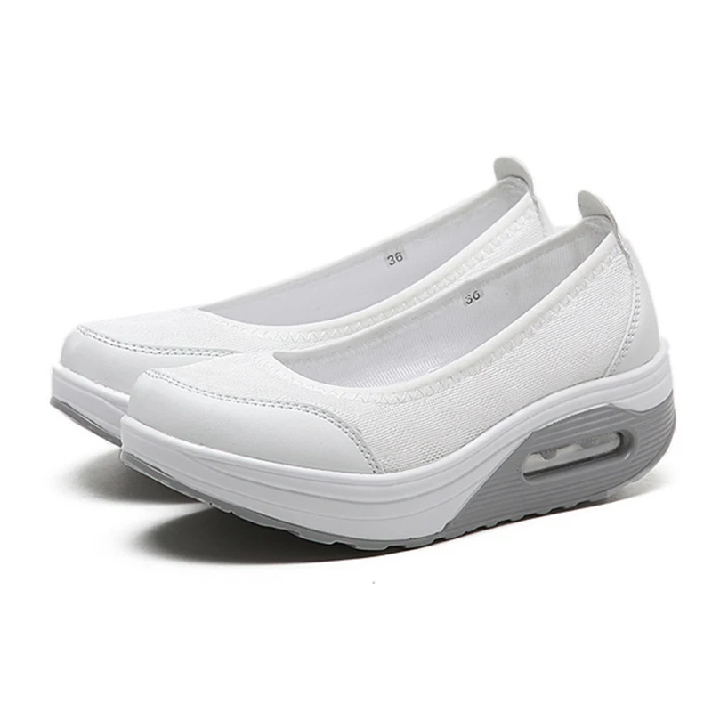 Women Platform Sneakers 2021 New Fashion Womens Casual Office Shoes Wedges Swing Shoes Thick Sole Big Size 42 Nurse Work Shoes