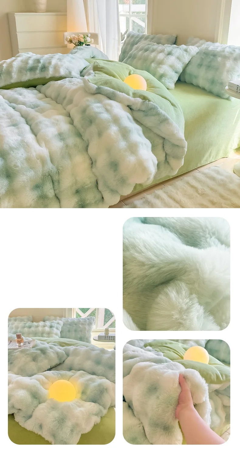 Bonenjoy 1pc Plush Duvet Cover Warm Quilts Cover Skin-friendly Bedding Solid Color Comforter Covers 이불커버 (No Pillowcase)