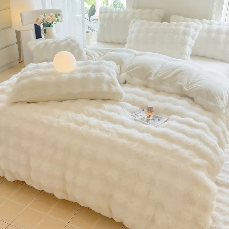 Bonenjoy 1pc Plush Duvet Cover Warm Quilts Cover Skin-friendly Bedding Solid Color Comforter Covers 이불커버 (No Pillowcase)