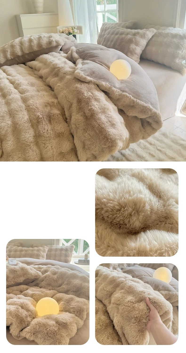 Bonenjoy 1pc Plush Duvet Cover Warm Quilts Cover Skin-friendly Bedding Solid Color Comforter Covers 이불커버 (No Pillowcase)