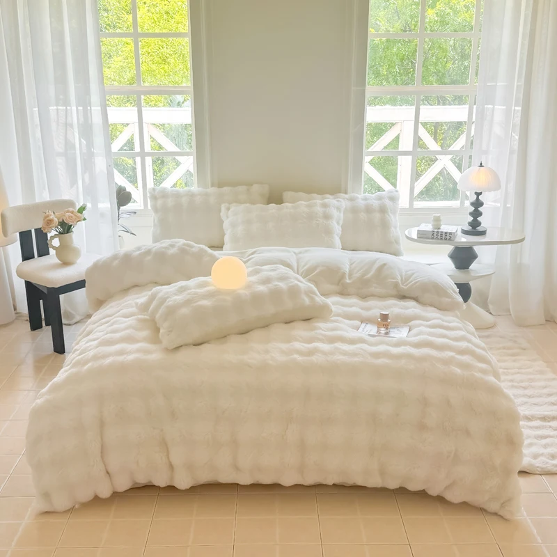 Bonenjoy 1pc Plush Duvet Cover Warm Quilts Cover Skin-friendly Bedding Solid Color Comforter Covers 이불커버 (No Pillowcase)