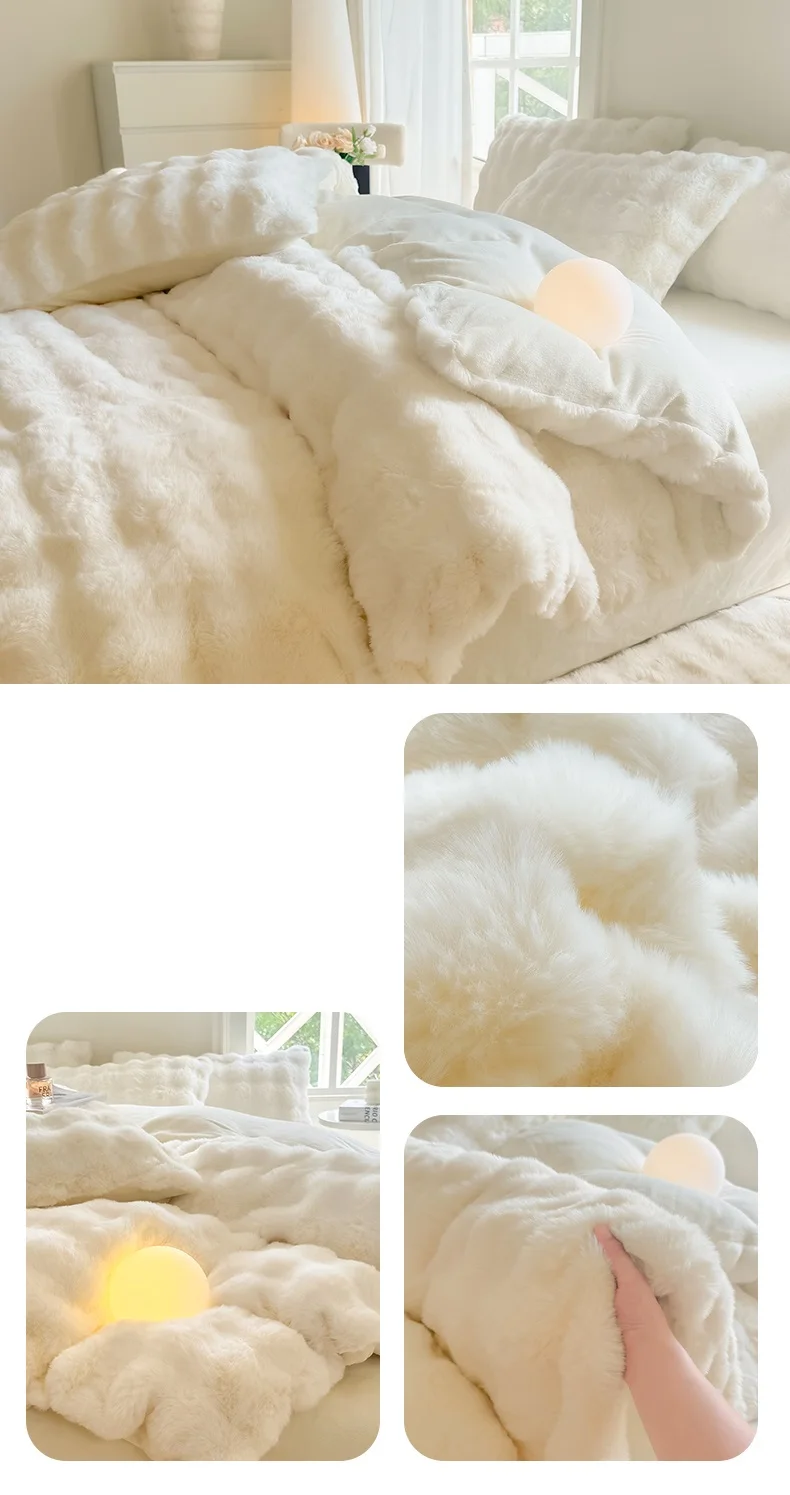 Bonenjoy 1pc Plush Duvet Cover Warm Quilts Cover Skin-friendly Bedding Solid Color Comforter Covers 이불커버 (No Pillowcase)