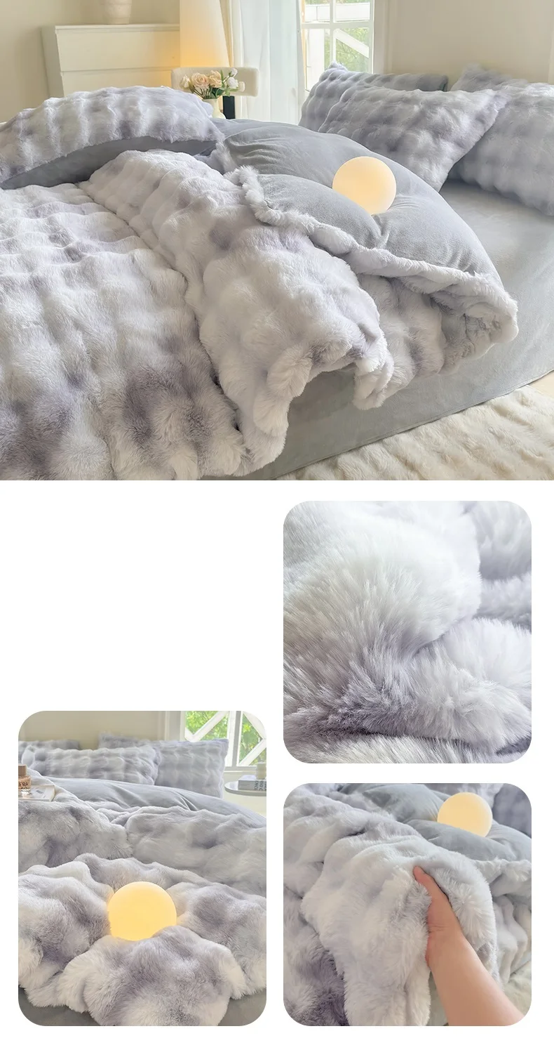 Bonenjoy 1pc Plush Duvet Cover Warm Quilts Cover Skin-friendly Bedding Solid Color Comforter Covers 이불커버 (No Pillowcase)