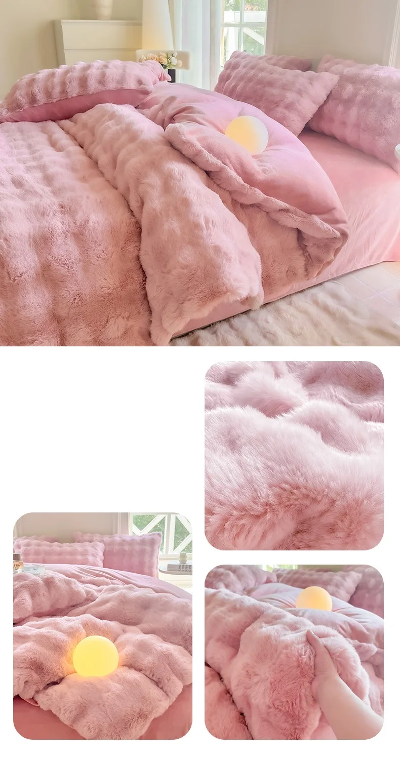 Bonenjoy 1pc Plush Duvet Cover Warm Quilts Cover Skin-friendly Bedding Solid Color Comforter Covers 이불커버 (No Pillowcase)