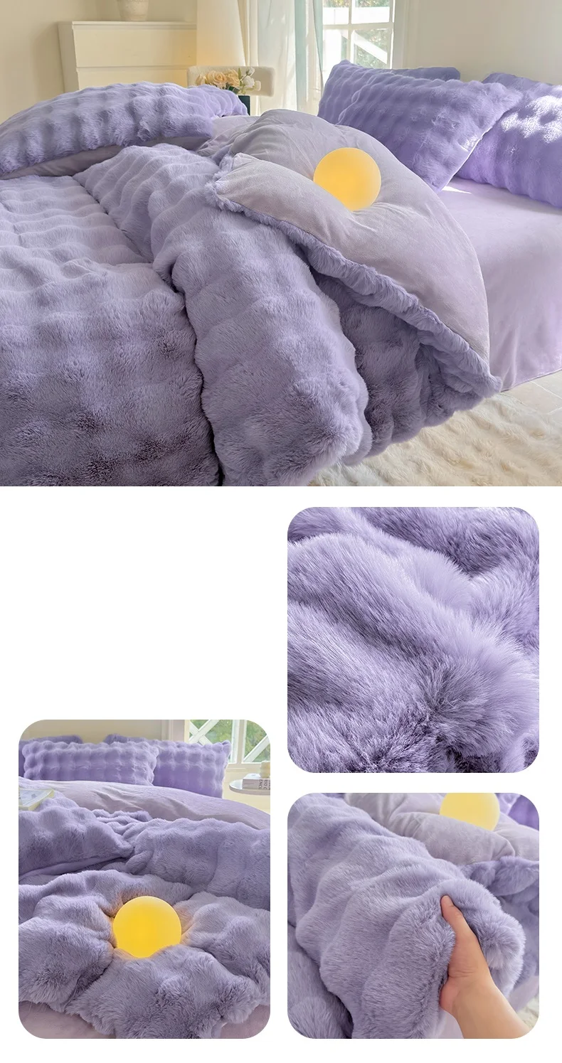 Bonenjoy 1pc Plush Duvet Cover Warm Quilts Cover Skin-friendly Bedding Solid Color Comforter Covers 이불커버 (No Pillowcase)