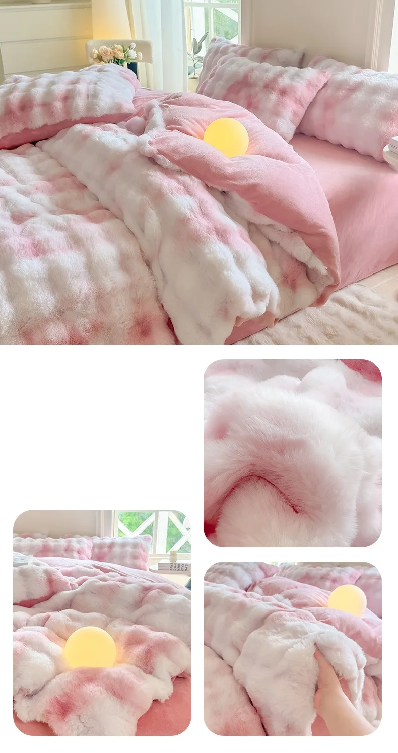Bonenjoy 1pc Plush Duvet Cover Warm Quilts Cover Skin-friendly Bedding Solid Color Comforter Covers 이불커버 (No Pillowcase)