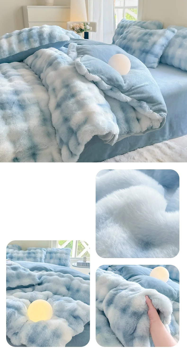 Bonenjoy 1pc Plush Duvet Cover Warm Quilts Cover Skin-friendly Bedding Solid Color Comforter Covers 이불커버 (No Pillowcase)