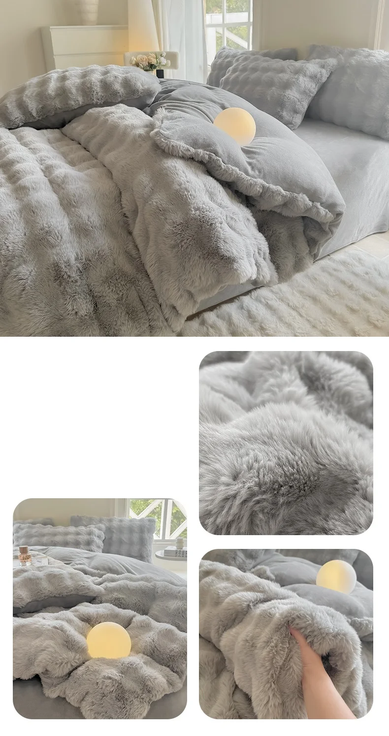 Bonenjoy 1pc Plush Duvet Cover Warm Quilts Cover Skin-friendly Bedding Solid Color Comforter Covers 이불커버 (No Pillowcase)