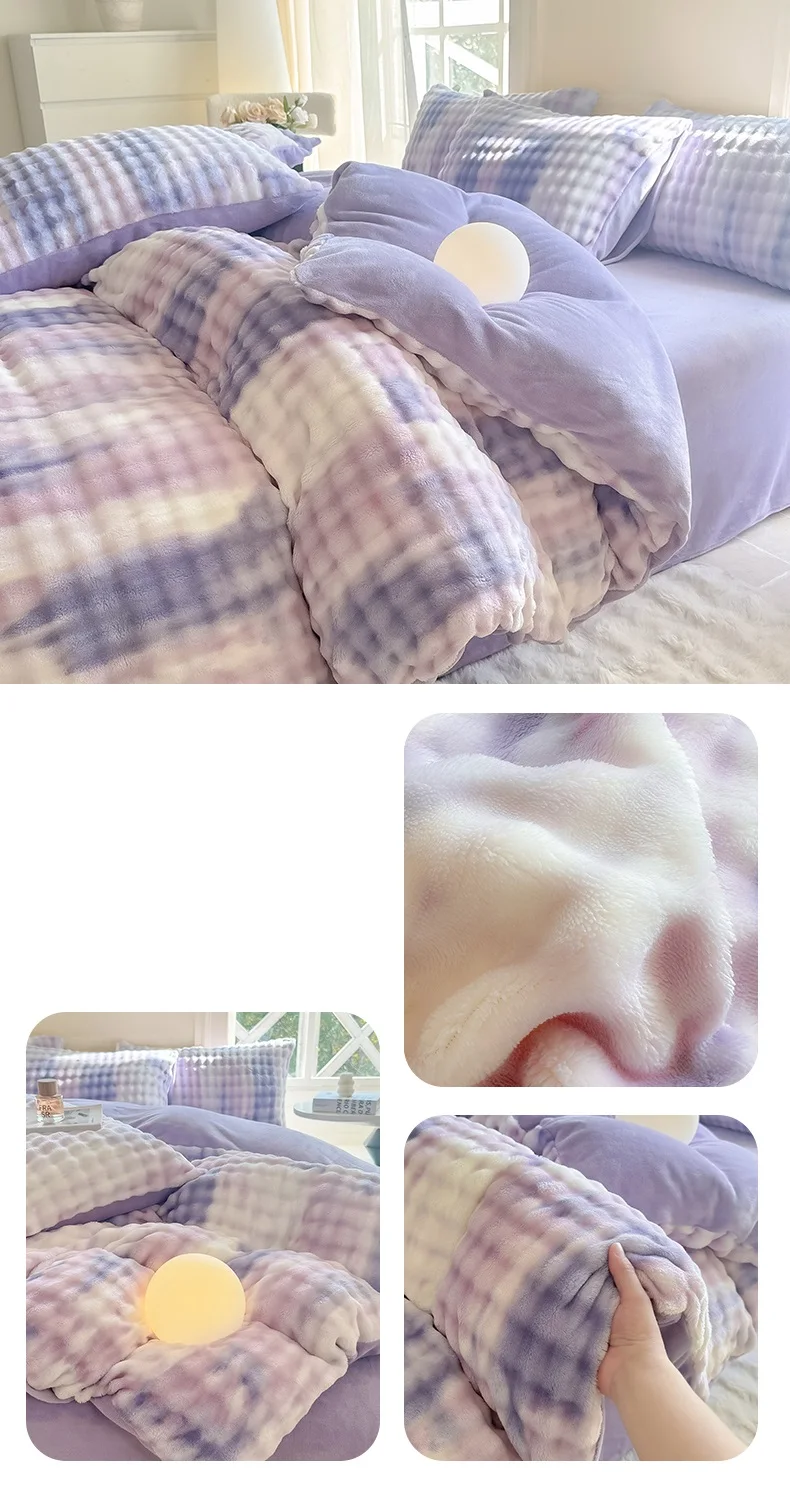 Bonenjoy 1pc Plush Duvet Cover Warm Quilts Cover Skin-friendly Bedding Solid Color Comforter Covers 이불커버 (No Pillowcase)