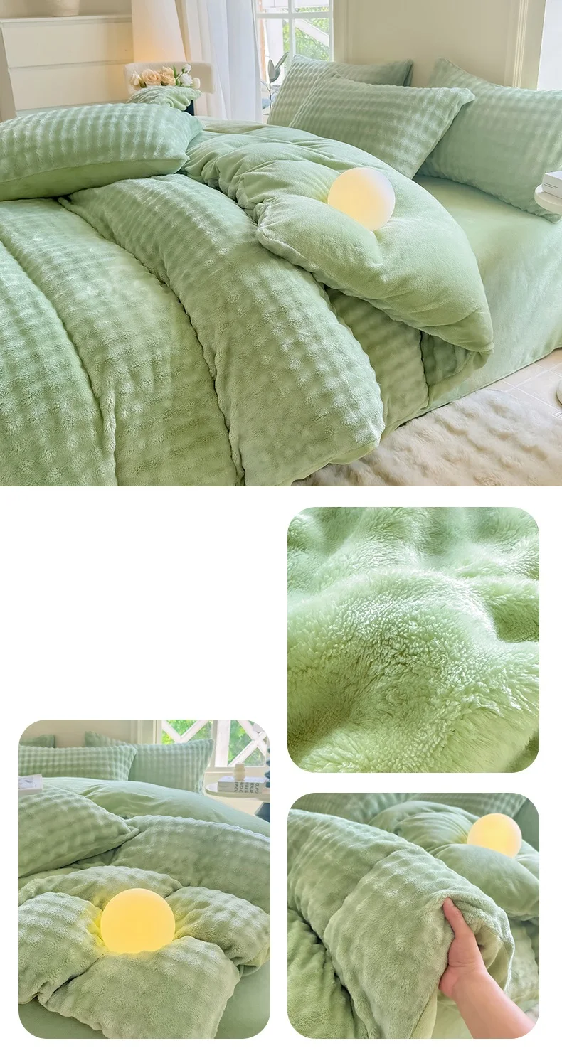 Bonenjoy 1pc Plush Duvet Cover Warm Quilts Cover Skin-friendly Bedding Solid Color Comforter Covers 이불커버 (No Pillowcase)