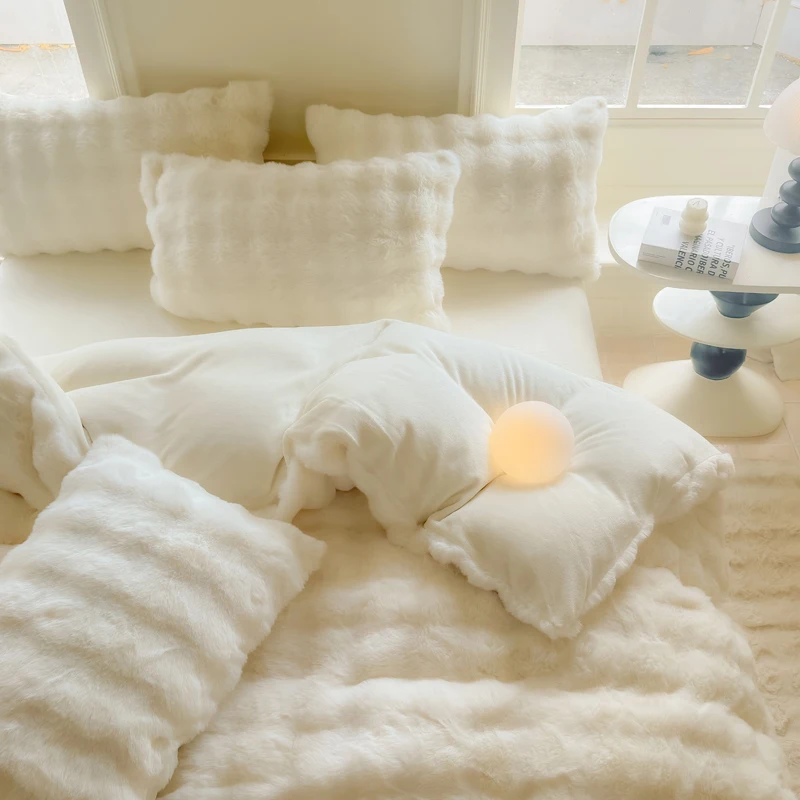 Bonenjoy 1pc Plush Duvet Cover Warm Quilts Cover Skin-friendly Bedding Solid Color Comforter Covers 이불커버 (No Pillowcase)