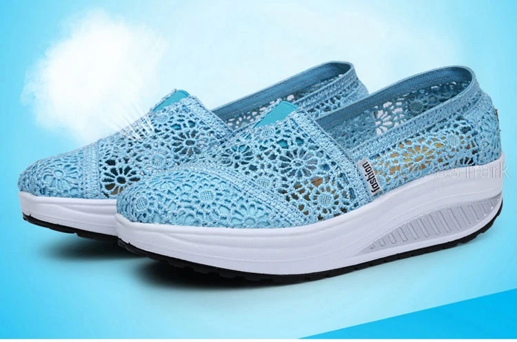 Women Toning Shoes Lace Breathable Swing Shoes Platforms Slip On Casual Shoes Female Slimming Wedge Sneakers