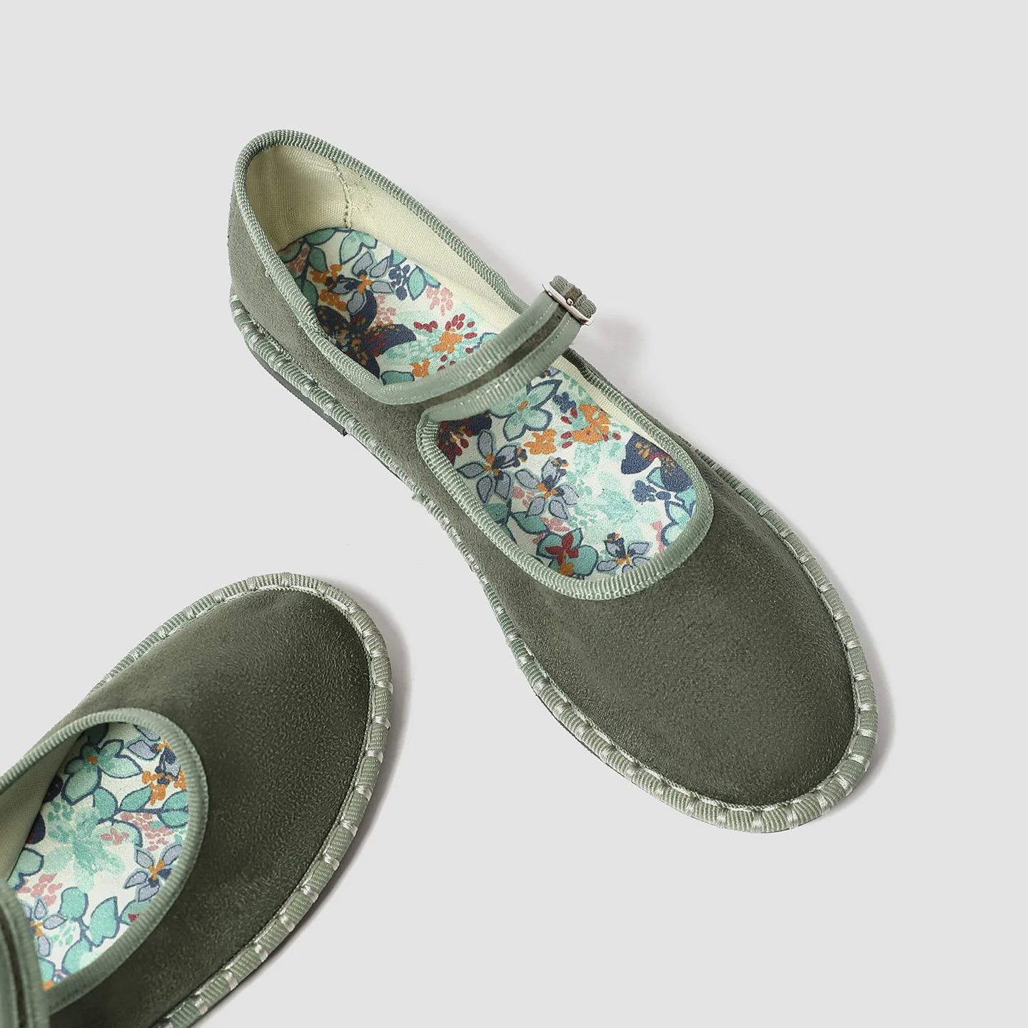 Printed Insole Stitching Velvet Mary Janes Shoes Women High Quality Pleuche Red Ballet Flats Shoes Ladies Casual Cloth Footwear