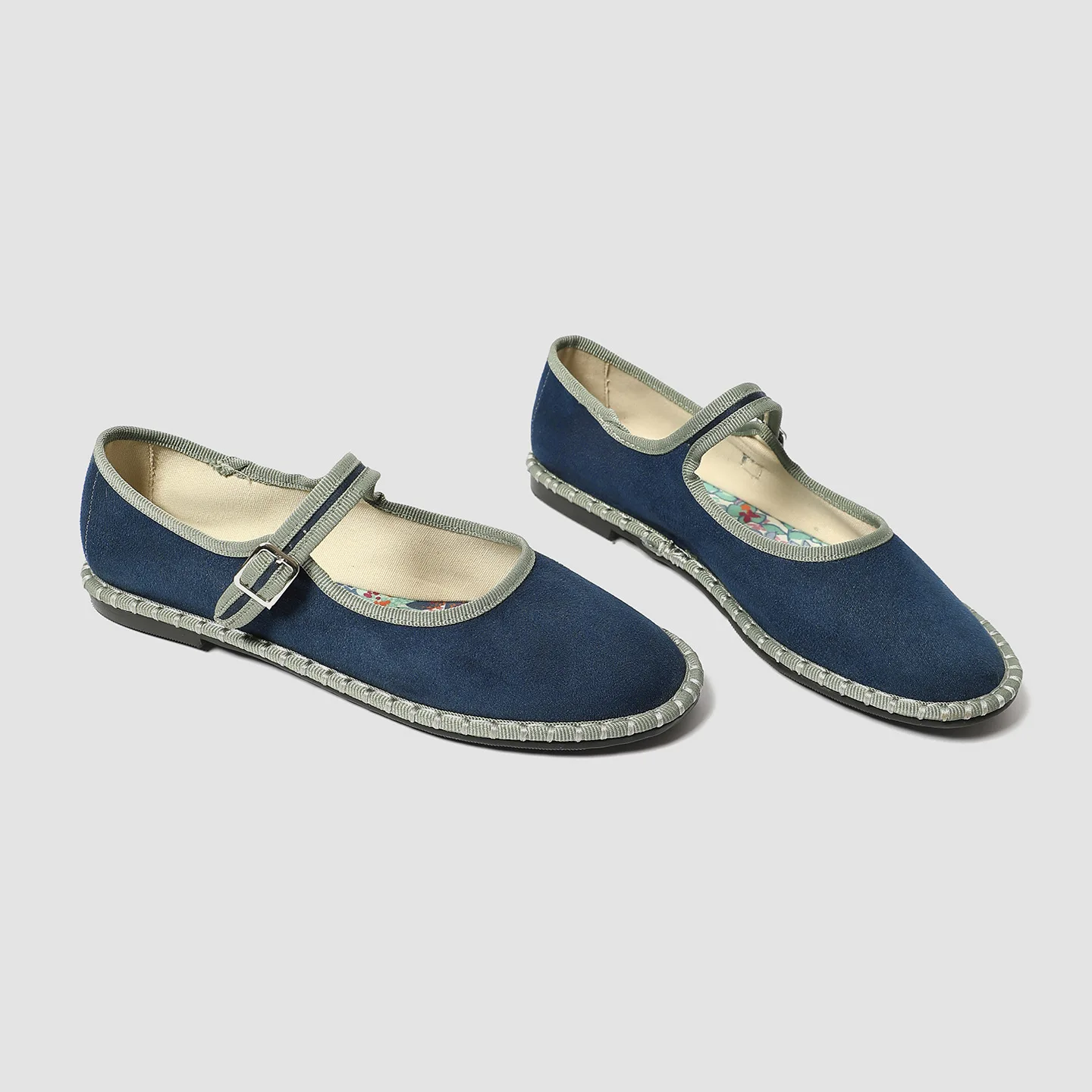 Printed Insole Stitching Velvet Mary Janes Shoes Women High Quality Pleuche Red Ballet Flats Shoes Ladies Casual Cloth Footwear