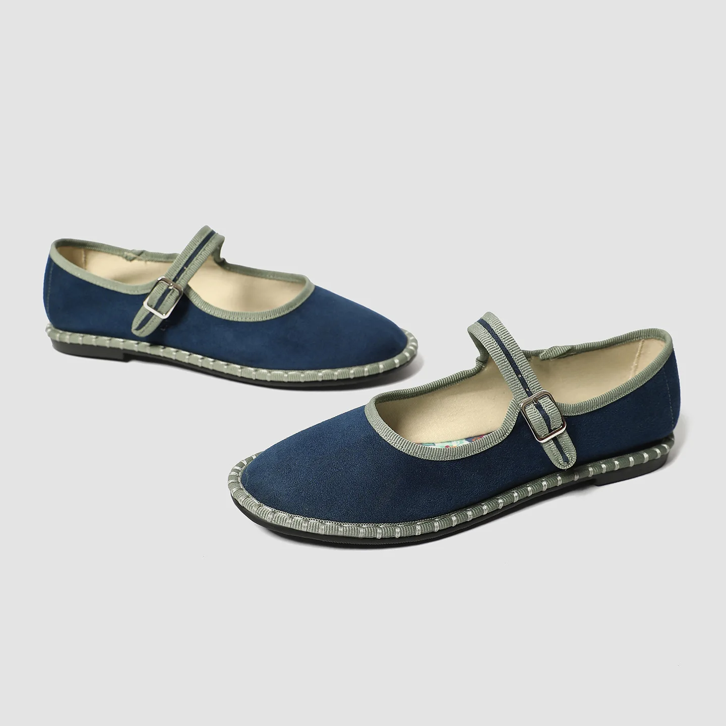 Printed Insole Stitching Velvet Mary Janes Shoes Women High Quality Pleuche Red Ballet Flats Shoes Ladies Casual Cloth Footwear