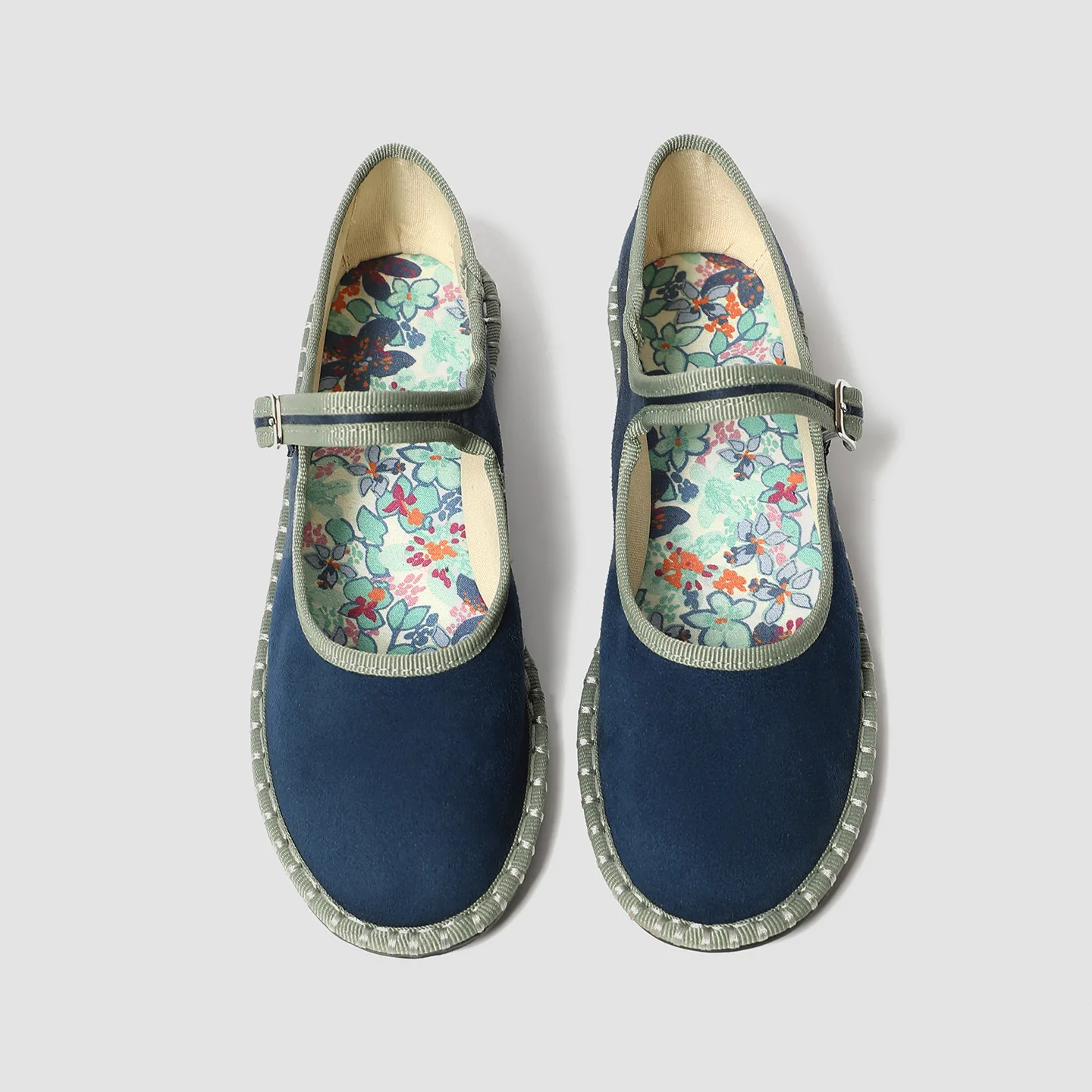 Printed Insole Stitching Velvet Mary Janes Shoes Women High Quality Pleuche Red Ballet Flats Shoes Ladies Casual Cloth Footwear