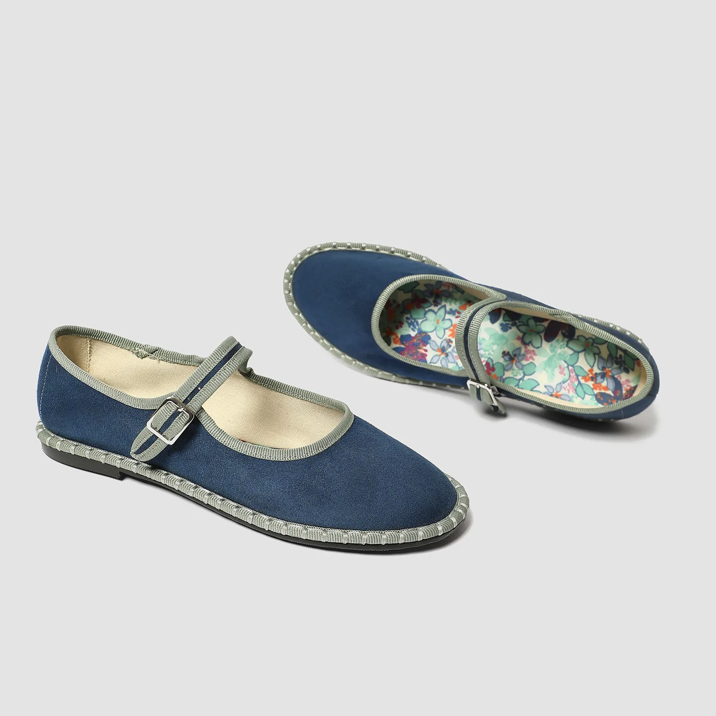 Printed Insole Stitching Velvet Mary Janes Shoes Women High Quality Pleuche Red Ballet Flats Shoes Ladies Casual Cloth Footwear