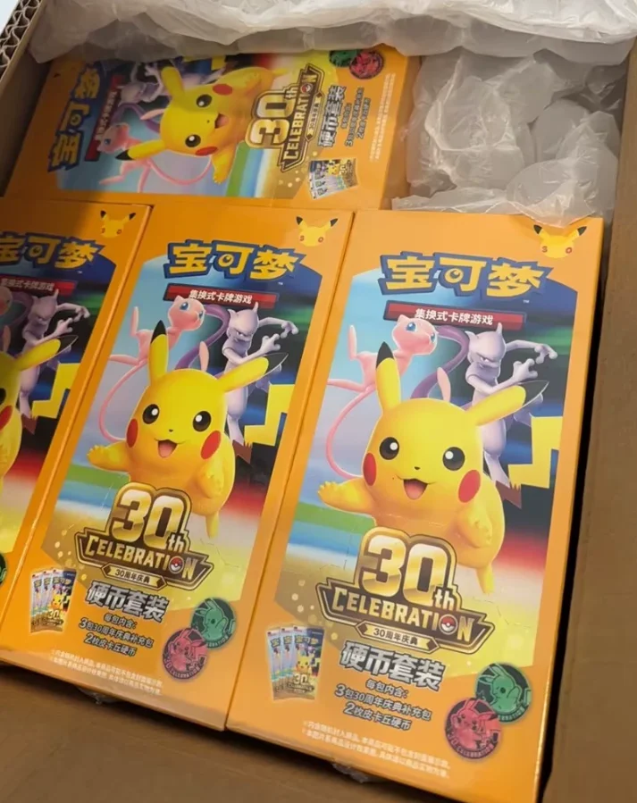 New 100% Genuine Pokemon Cards Pokemon 30th Celebration Coin Set Simplified Chinese Pokemon PTCG Exclusive Collectible Cards Toy