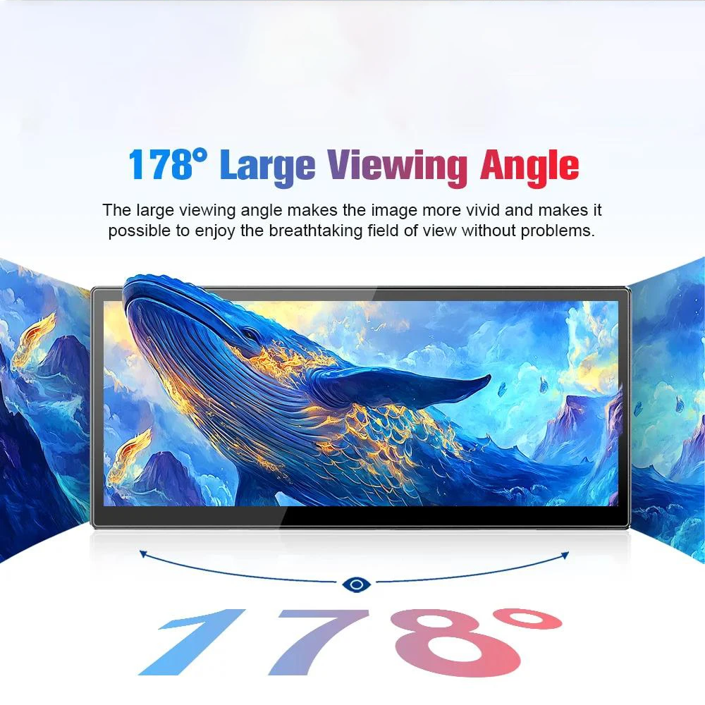 12.3-inch Portable Monitor Long Touch IPS Screen Type-C HDMI for Laptops PC Xbox PS5 Switch - Multimedia External Display