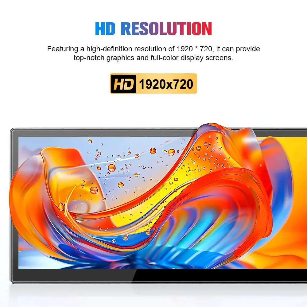 12.3-inch Portable Monitor Long Touch IPS Screen Type-C HDMI for Laptops PC Xbox PS5 Switch - Multimedia External Display