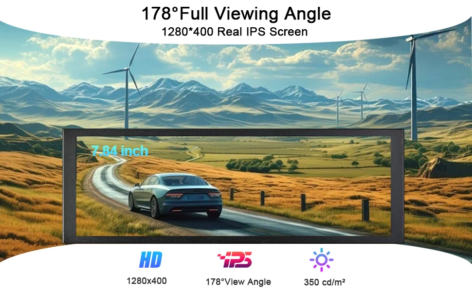 7.84 Inch HD Mini Monitor USB-C IPS Stretched Bar LCD Display for Computer Laptop Aida64 CPU GPU Monitoring Secondary Screen