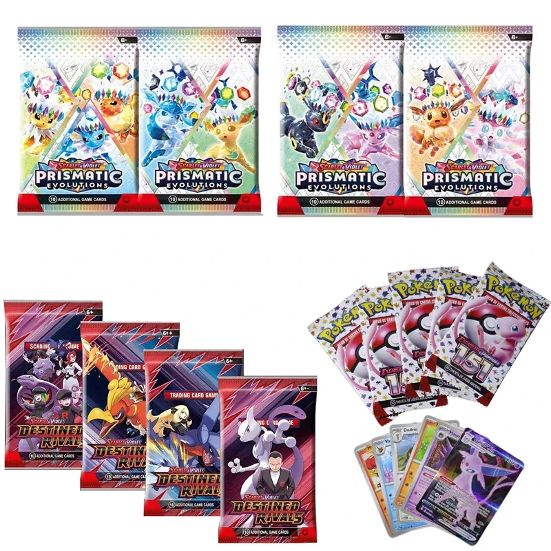 10 Packs Pokémon Bright Stars151 Prismatic Evolutions PALDEAN FATES English Edition Battle Reinforcement Trading Cards Gift Set