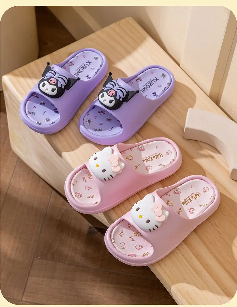 Sanrio Hello Kitty Kuromi My Melody Indoor Slippers Ladies Family Home Cute Cartoon Anime Kawaii Super Extra Soft Anti Slip Gift