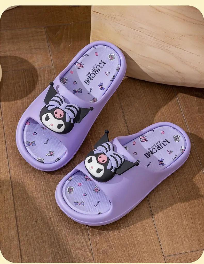 Sanrio Hello Kitty Kuromi My Melody Indoor Slippers Ladies Family Home Cute Cartoon Anime Kawaii Super Extra Soft Anti Slip Gift