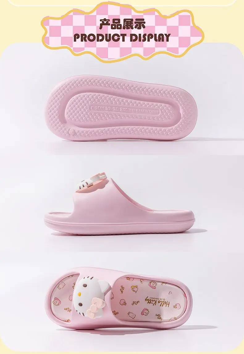 Sanrio Hello Kitty Kuromi My Melody Indoor Slippers Ladies Family Home Cute Cartoon Anime Kawaii Super Extra Soft Anti Slip Gift