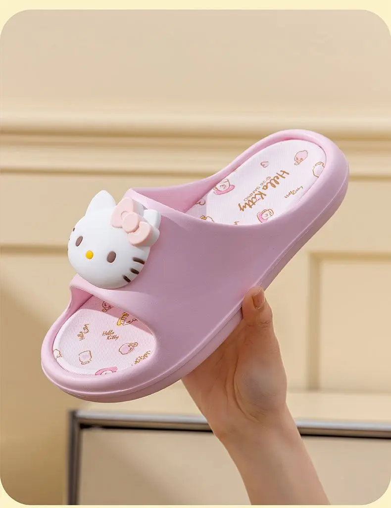 Sanrio Hello Kitty Kuromi My Melody Indoor Slippers Ladies Family Home Cute Cartoon Anime Kawaii Super Extra Soft Anti Slip Gift