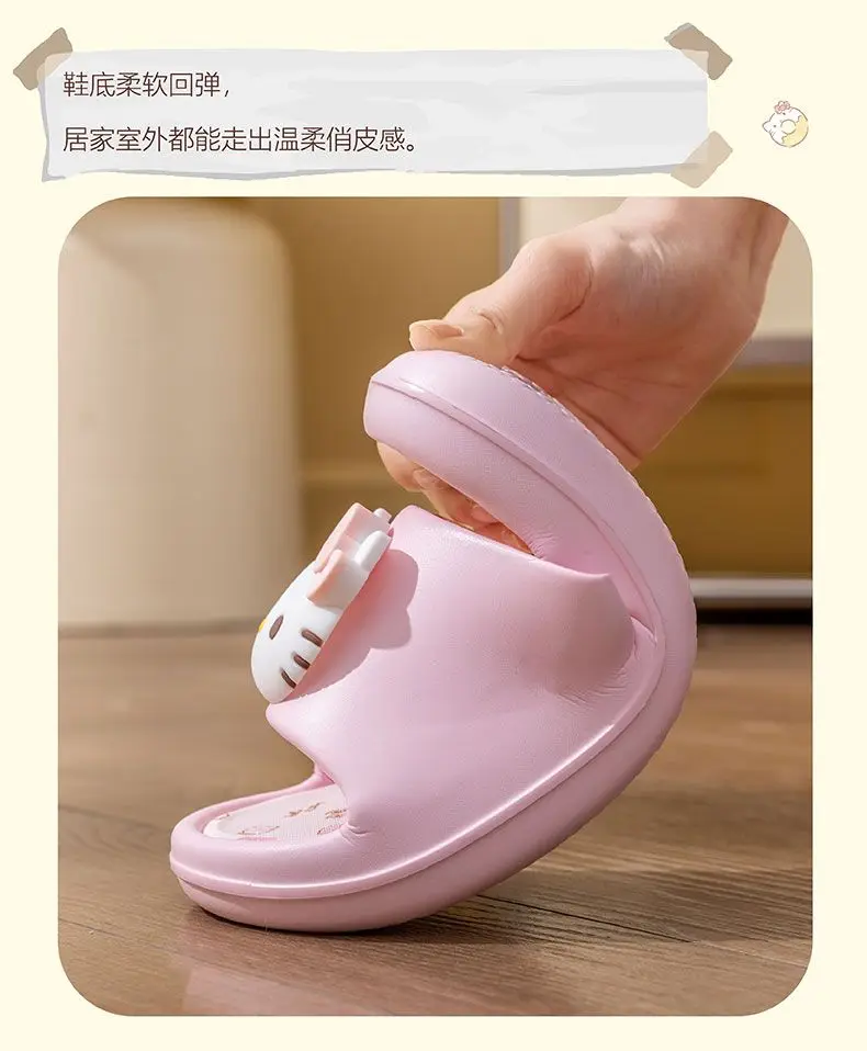 Sanrio Hello Kitty Kuromi My Melody Indoor Slippers Ladies Family Home Cute Cartoon Anime Kawaii Super Extra Soft Anti Slip Gift