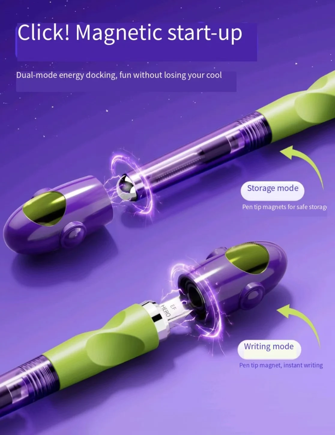 HERO P208 Magnetic Fountain Pen Mini Spaceship Galaxy Explore Cute Aesthetic Replaceable Ink Cartridges Student Calligraphy Pen