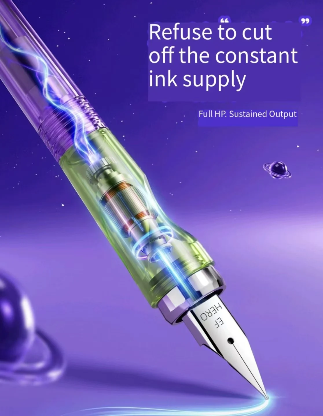 HERO P208 Magnetic Fountain Pen Mini Spaceship Galaxy Explore Cute Aesthetic Replaceable Ink Cartridges Student Calligraphy Pen