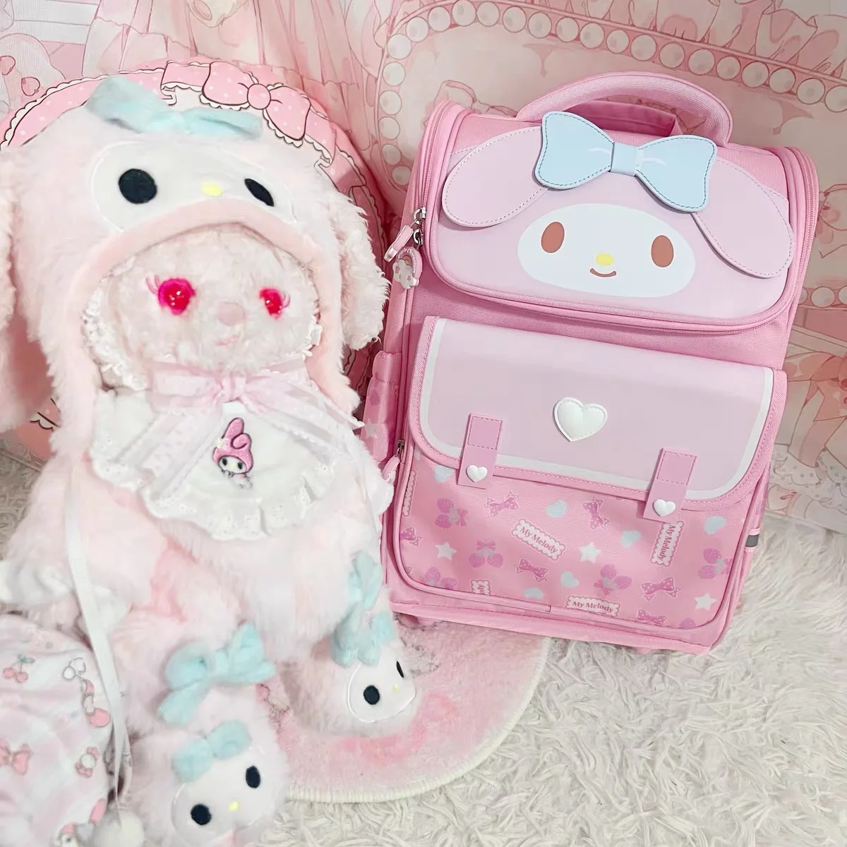 Sanrio Kuromi Primary School Daily Use Bag Ergonomic Multi-Compartment Lightweight Spine Support Wide Shoulder Straps Backpack