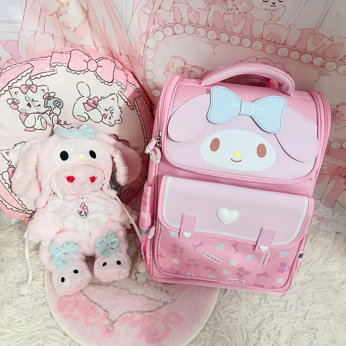 Sanrio Kuromi Primary School Daily Use Bag Ergonomic Multi-Compartment Lightweight Spine Support Wide Shoulder Straps Backpack