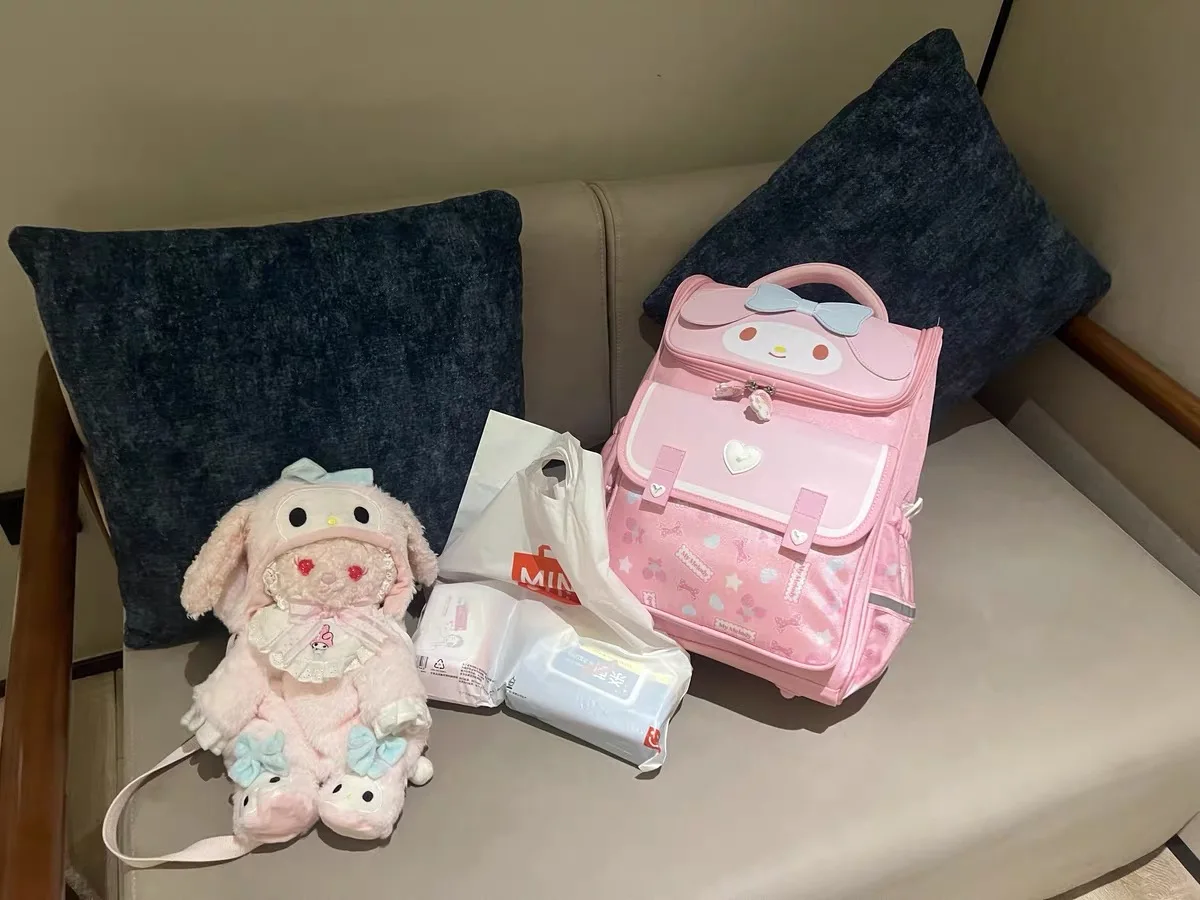 Sanrio Kuromi Primary School Daily Use Bag Ergonomic Multi-Compartment Lightweight Spine Support Wide Shoulder Straps Backpack