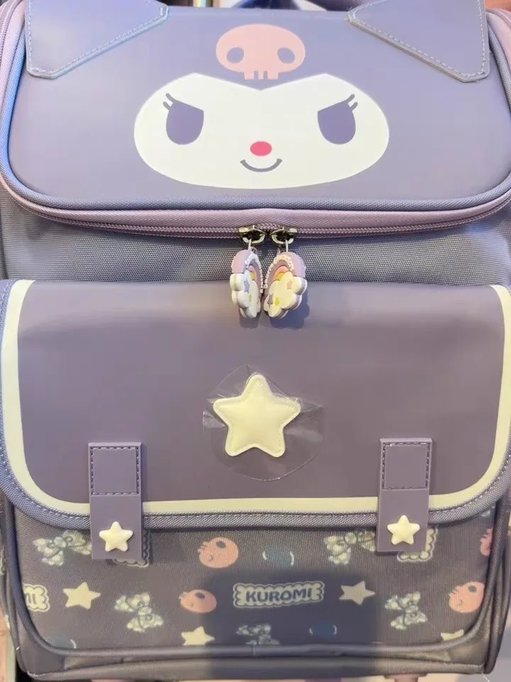 Sanrio Kuromi Primary School Daily Use Bag Ergonomic Multi-Compartment Lightweight Spine Support Wide Shoulder Straps Backpack